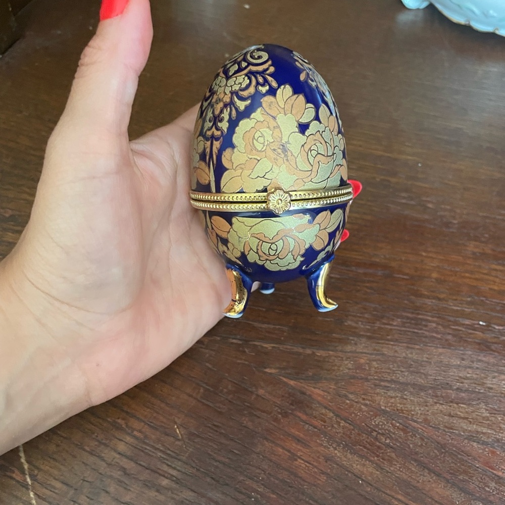 Blue and Gold Decorative Egg